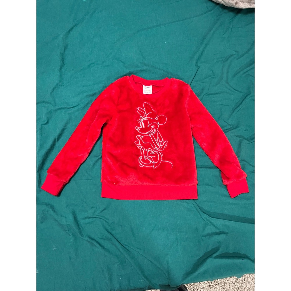 Disney Jumping Beans‎ Girls Red Faux Fur Minnie Mouse Sweatshirt Size 4
